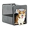 PETSFIT Portable Dog Crate Travel Dog Crate 24 Inch with Thicken Mat Easy to Fold Sturdy and Portable Perfect for Traveling Soft Dog Crate Grey