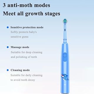 Spazzolini elettrici bambini 6-12 anni, spazzolino elettrico ricaricabile con timer, 3 modalità, impermeabile lPX7 con testina a 4 setole morbide (blu)