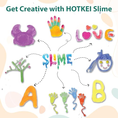 Image of HOTKEI (10 Slime kit) Fruit Scented Colorful DIY Magic Toy Slime Gel Jelly Clay Putty Set Toys for Girls Kids Boys Slime kit Set Toys with Glitter| Charms | Beads Slime Making Kit