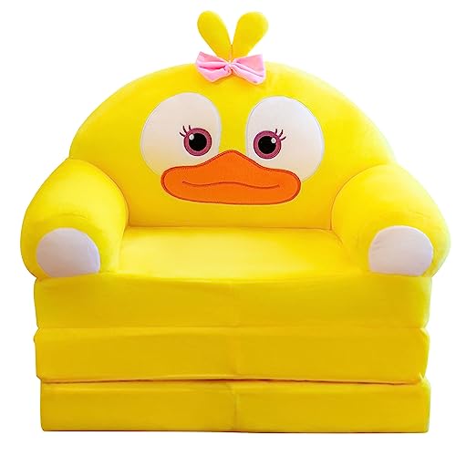 Ozgkee 2 en 1 Pliable Enfants Canapé Coussin en Peluche Mignon Chaise pour Enfants Dessin Animé pour Salon Chambre (F)