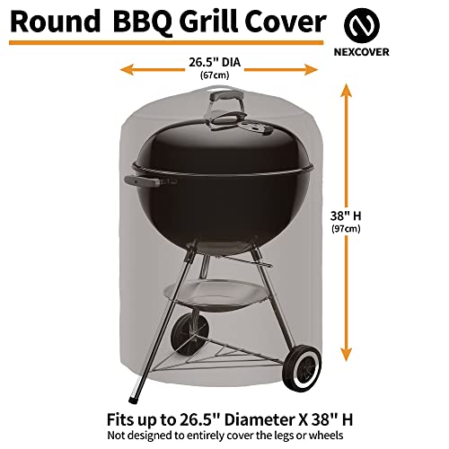 Nexcover Kettle Grill Cover | 26.5 Inch Charcoal Bbq Cover, Round Barbecue Cover, Fade & Rip Resistant Small Smoker Cover, Waterproof Heavy Duty Cover, Compatible For Weber 22" Charcoal Grill, Brown #TOP1