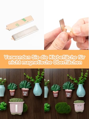 15 Stück Magnete zum Kleben, Magneten Neodym 40x10x1mm, Magnet Selbstklebend Flach für Whiteboard, Kühlschrank, Fotos, Magnetstreifen, Magnettafel, Jalousien, Basteln