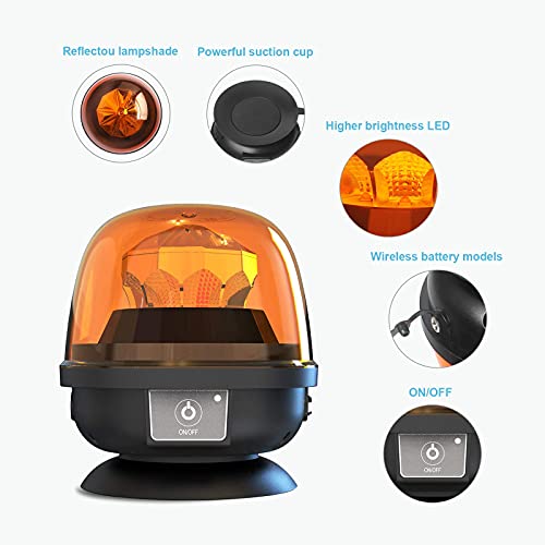 Agrieyes Magnetic Beacon Light Wireless, Class I Portable 12-24V Rotating Warning Lights, Rechargeable Amber Flashing Safety Strobe Lights For Vehicles Trailers Trucks Tractor Bus Forklift Cars #TOP2