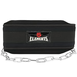 5 Elements Fitness Dip Belt with Chain for Men & Women Dipping Pull Up Belt Crossfit Weightlifting Training Gym Bodybuilding Weight Lifting