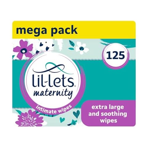 Lil-Lets Maternity Intimate Wipes, 5 Pack of 25 Wipes (125 Count), Extra Large, Biodegradable Wipes, For Pre & Post Birth, Dermatologically & Gynaecologically Tested Cover