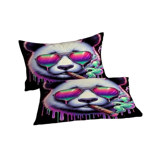 Parure de lit panda 3 pièces linge de lit microfibre 260x220cm - 7