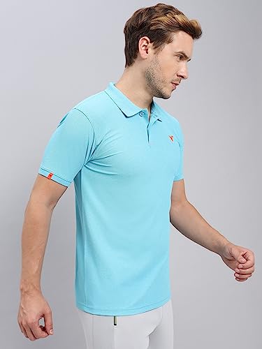 Image of TECHNOSPORT Men's Polyester Slim Fit Self-Design Short Sleeve Polo Matpiq T-Shirt with Anti Microbial, Techno Dry for Regular and Casual Use