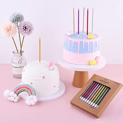 Image of PHD CAKE Colorful Long Thin Metallic Birthday Candles, Gold Champagne Rose Gold Green Red Purple, Cake Candles, Birthday Parties, Wedding Decorations, Party Candles