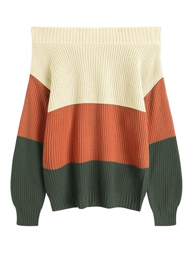 Image of ZAFUL Sweaters for Women Off Shoulder Knit Sweater with Long Sleeve Loose Pullover Jumper Tops