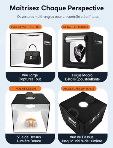 Light Box 40 cm pour ecommerce et photo de produit avec 160 LED réglables de DUCLUS