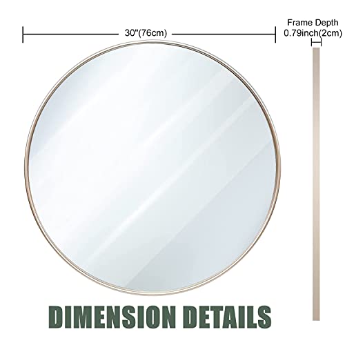 Kileli Round Mirror 30" Wall Mirror For Bathroom,Circle Mirror Metal Frame Wall Mirror, Wall- Mounted Mirror For Wall, Living Room, Bedroom, Vanity, Entryway, Hallway Hanging Decorative #TOP1