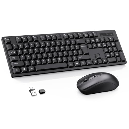 Wireless Keyboard and Mouse Combo-Full Size QWERTY Layout...