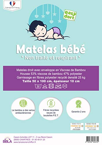 Matelas couffin bébé 50x100 lit berceau nacelle réversible - 6