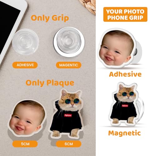 Kaulipoa Custom Pet Photo Phone Grip, Personalized Acrylic Socket with Your Dog or Cat’s Picture, Cute Phone Holder for Hand, Stand for Kindle, Unique Gift for Animal Lovers 2″-Adhesive - Image 5