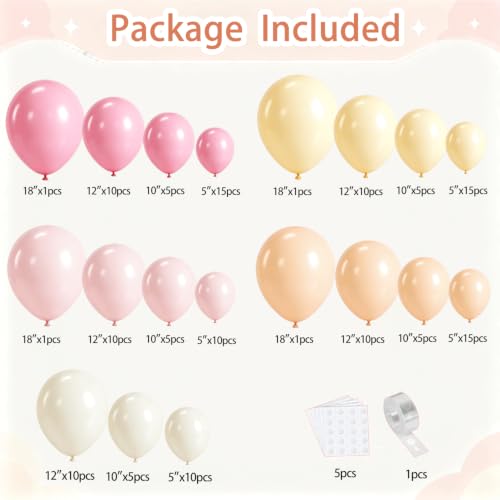 Image of Blocesa Pastel Pink Yellow Balloons Latex Arch Kit, Party Decoration.