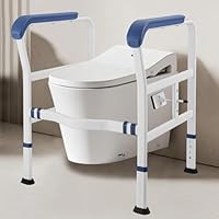 Heuffe Höhenverstellbare Aufstehhilfe Toilette, Robust WC Aufstehhilfe Ohne Bohren, Toilettenstützgestell, Toilettengriff Behindertengerecht Senioren, Toilettengestell Freistehend