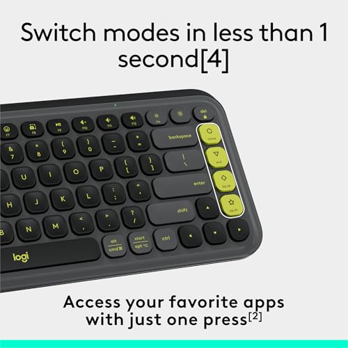 Image of Logitech POP ICON Keys Wireless Bluetooth Keyboard, Comfortable Typing, Programmable Keys, Easy-Switch Between up to 3 Devices, for Laptop, Tablet, PC - Graphite