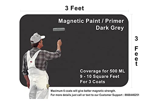 Image of Magnetic Paint /Primer | Paint that attracts magnets | 500 ML (Coverage 9 Sq. Ft. with 3 Coats) | Color (Dark Grey)