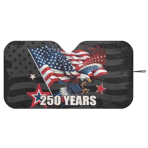 Image of Car Windshield Sun Shade Sunshade Visor 250th Anniversary American Eagle Windshield Cover Auto Sun Heat and UV Rays Blocker, Universal Fit Most Cars Women Men, Easy to Install