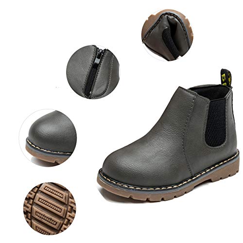 最安値 Jackshibo キッズ ブーツ 男の子 女の子 ショートブーツ 裏ボア 防寒 レザー 防水 滑り止め 子供 フォーマル 靴 グレー 25の価格比較