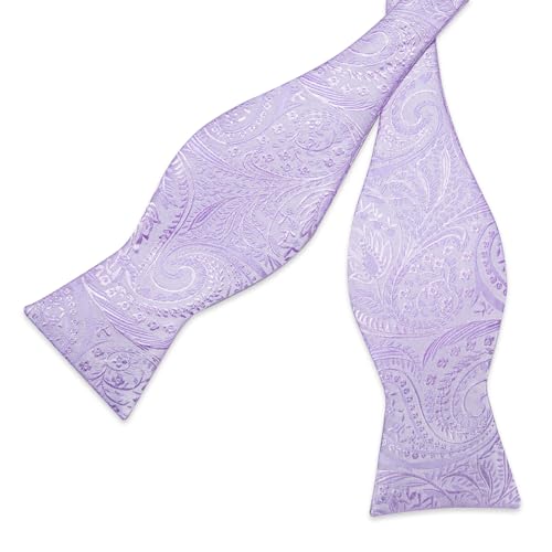 Image of DiBanGu Paisley Bow Ties for Men Silk Self Tied Bowtie and Pocket Square Cufflinks with Lapel Pin for Wedding Party