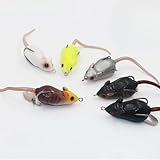 Rat Lure, Mouse Fishing Lure Top Water Baits for Bass Fishing, Weedless Soft Mice Artificial Stuff Jig Hooks for Saltwater and Freshwater (6)