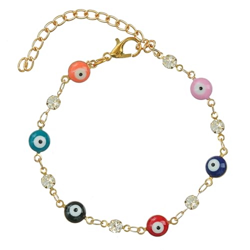 Image of eCraftIndia Evil Eye Bracelet Rakhi with Best Bro Ever Fridge Magnet | Rakhi for Brother Bhaiya Bhai | Roli Chawal Pack