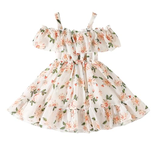 Toddler Baby Girls Summer Dress Chiffon Princess Tutu Dress Floral Beachwear Suspender Sundress Skirt Little Girl Clothes