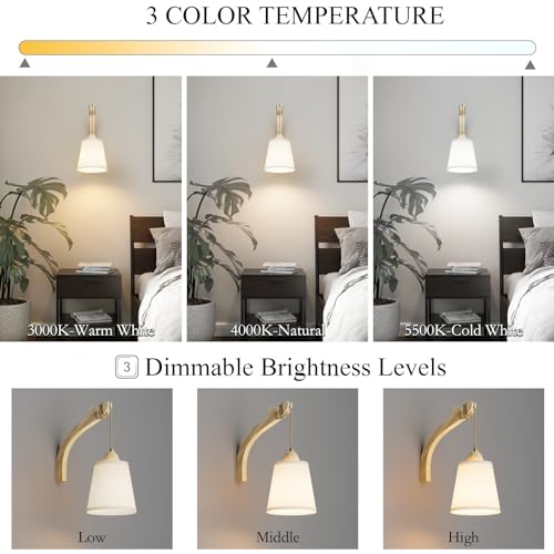Image of Boho Battery Operated Wall Sconce,5500mAh Rechargeable Wireless Wall Light 3 Colors Dimmable with Remote Control Easy Install for Bedroom Living Room