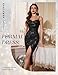 BeryLove Sequin Formal Cocktail Sparkly Glitter Wedding Guest Dress Spaghetti Strap Evening Party Prom Bodycon Ruched Slit Gowns 0029 Black XS