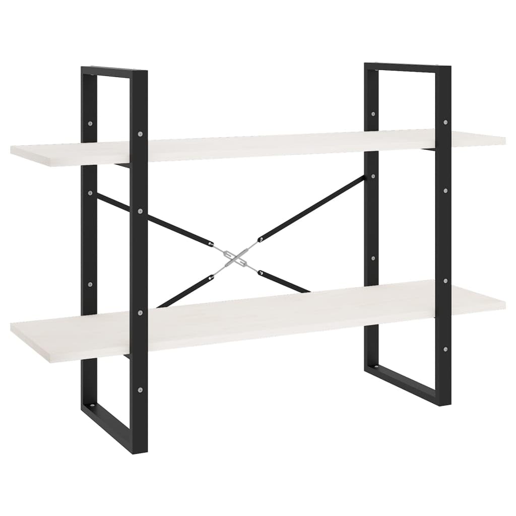 Bücherschrank Kiefer Massivholz 100x30x70 cm, Bücherregal mit 2 Ablagen in Weiß, Standregal für Bücher und Dekoration, pflegeleicht mit feuchtem Tuch
