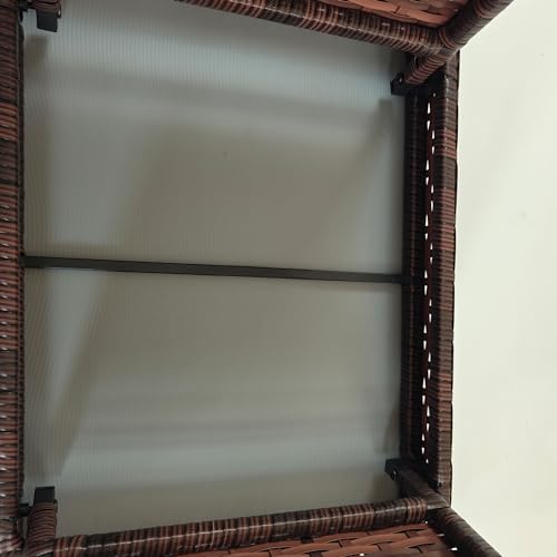 Outsunny Foldable Outdoor Side Table, Rattan Garden Coffee Table with Steel Frame, Space Saving Bistro Garden Furniture for Patio, Balcony, 60 x 41 x 41 cm, Brown - Image 9