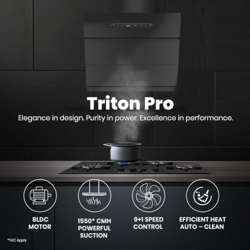 Image of Havells Triton Pro Slant BLDC 60cm Glass Kitchen Chimney|Powerful 1550 m /hr Suction|Gesture & Touch Control|Auto Heat Clean|15 Yr Motor & 5 Yr Product Warranty by Manufacturer