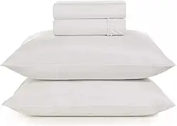 Jogo De Cama Casal 4pçs Hotel Motel Pousada Airbnb 180 Fios Teka Profiline Tecido Profissional Branco Resisitente a Lavação com Cloro