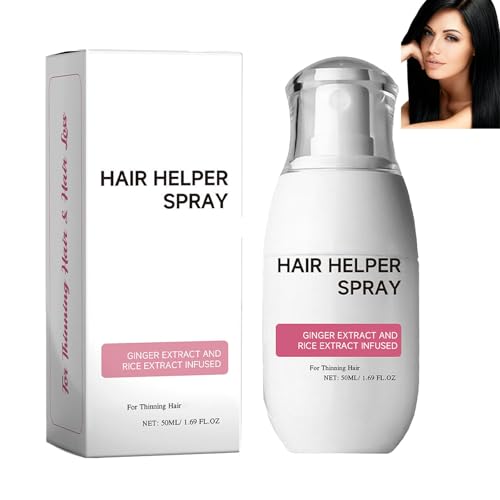 Spray para el crecimiento del cabello con extracto de arroz y aceite de ricino, para mujeres y hombres con cabello más fino, se absorbe rápidamente para un cabello más grueso y más completo (1 unidad)