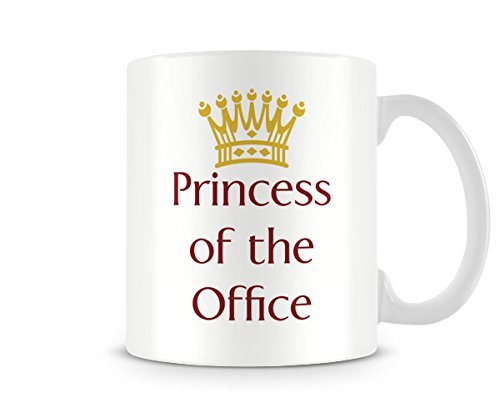 Behind The Glass White - Princess Of The Office - Printed Funny Mug - Great Gift/Present Idea, Ceramic, 11Fl.oz.