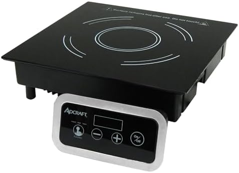 Adcraft Drop-In Induction Range Cooker with Remote Control and Ceramic Glass Surface, Fast Heating with 180-Min Timer, 120V, Gray