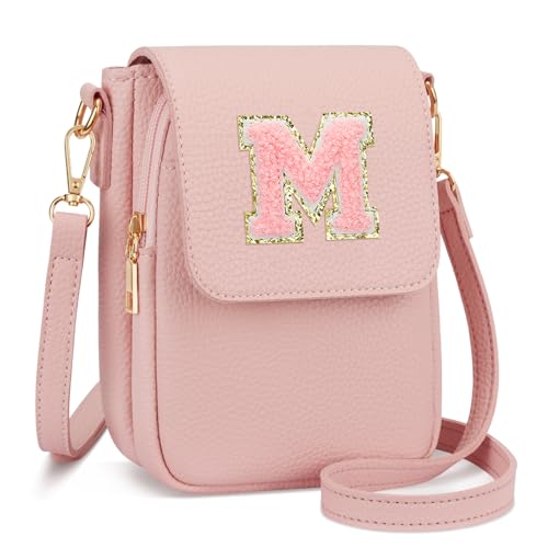 Image of Gift for Girls Small Initial Crossbody Bag for Teens Vegan Leather Cell Phone Kids Purse