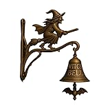 The Witch TüRglocke, Glocke Zum AufhäNgen, Halloween Witch Doorbell, wandmontage hexenglocken, Vintage Halloween Hexe türklingel Mit Metallglocken Und Antiken Haken FüR Heimdekoration (Size A)