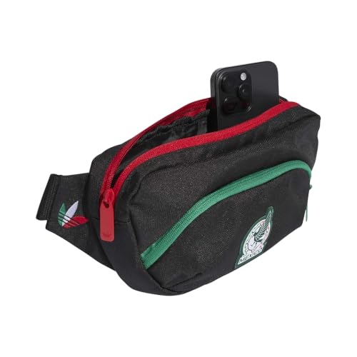 Image of adidas Unisex-Adult Mexico Mexico Football /Soccer Waist Bag | Black /Bold Green /Better Scarlet, No Size