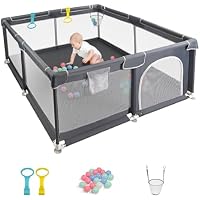 CHOLY Baby Playpen for Babies and Toddlers, Durable Play Pen with Visible Breathable Mesh, Foam Protection, Easy to Assemble Infant Fence -128 &times;128cm