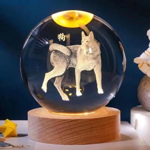 Figurines de Collection du Zodiaque Chinois Feng Shui, Design 2024, Douze Animaux, Boule de Cristal, Meilleur Cadeau du Nouvel an Chinois, Chien, Grand
