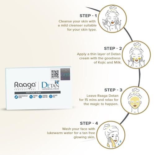 Image of Raaga Professional De-Tan Tan removal Cream 72g (12g*6) | Pack of 2 | 12g x 6 Units
