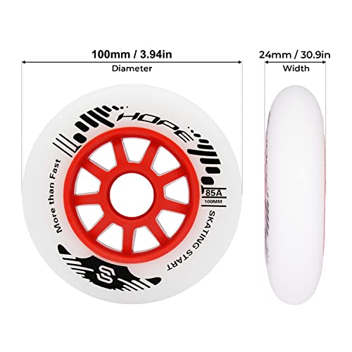 8Packs SKT HP 100mm Inline Skate Wheels 85A Replacement Rollerblade Wheels for Outdoor Speed Inline Roller Skate (100mm(set of 8))