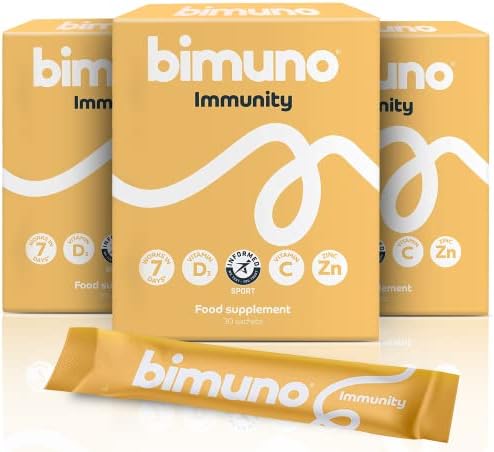 BIMUNO Immunity Food Supplement | Multivitamin Prebiotic for Women, Men & Kids | Immune System Support with Vitamin D3, C & Zinc | Vegetarian, Gluten Free, Halal, Kosher | 1 Pack (30 Sticks) (.)