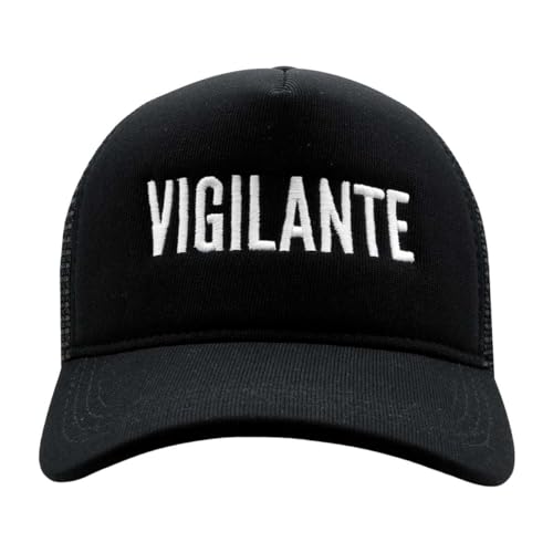 Boné Trucker Vigilante, Preto, Aba Curva, Tela Mesh, Ajustável, com Bordado Profissional