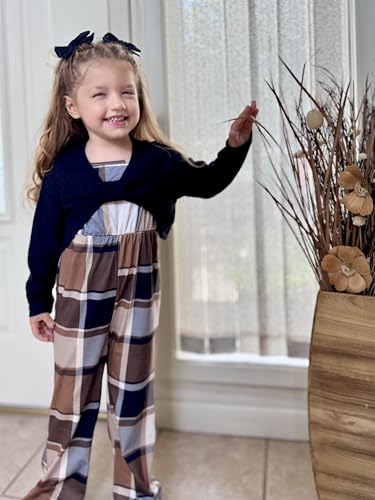 Image of HIHA Girls Sleeveless Jumpsuits Outfit Long Sleeve Twist Front Tops Romper Clothes Set Size 4-12