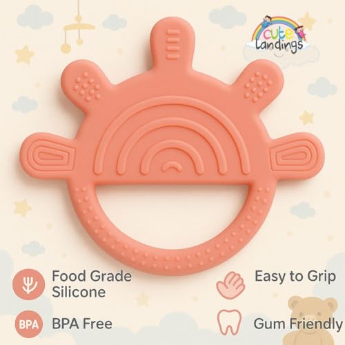 Image of Silicone Teething Toy for Newborn Baby Girls & Boys | BPA-Free, Food-Grade | Gum Relief, Chewing Aid |Teether| Easy-to-Grip Essentials (3+ Months)