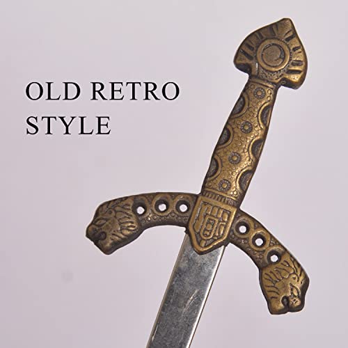 7.6" Metal Excalibur Stainless Steel Letter Opener, Medieval Vintage Gold Handle,Mini Sword,Lightweight Hand Envelope Slitter #TOP2