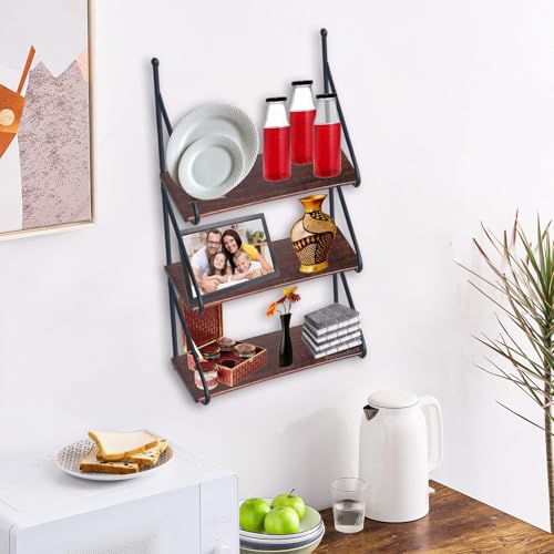Image of Wall Mount Floating Shelves for Books Shelf, Antiques, Organizer, Storage - DIY - MDF (Solid Wood-Steel 1 Shelf)